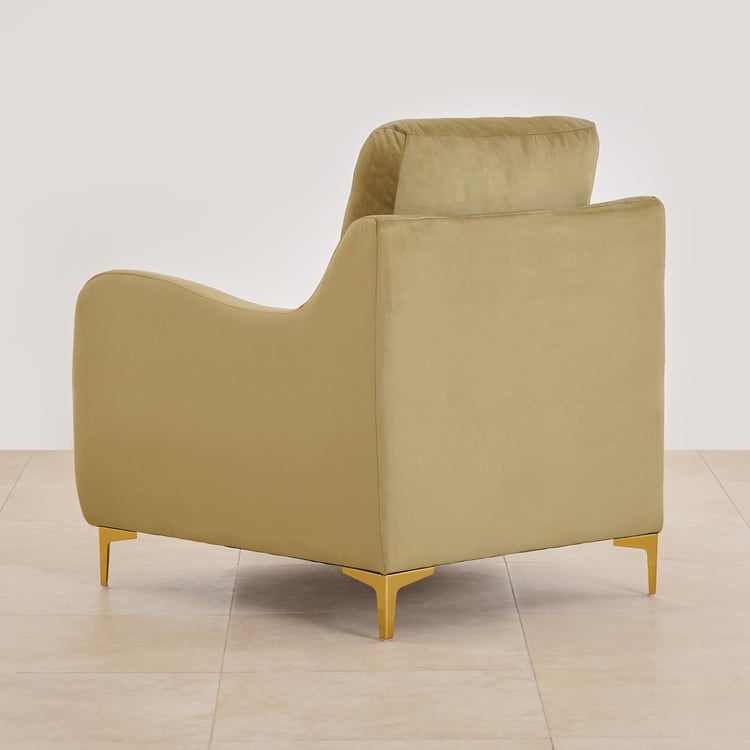 Bianca Velvet 1-Seater Sofa - Olive