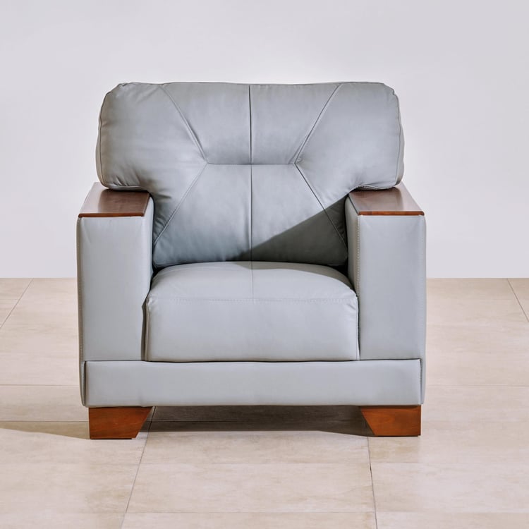 Walter Half Leather 1-Seater Sofa - Grey