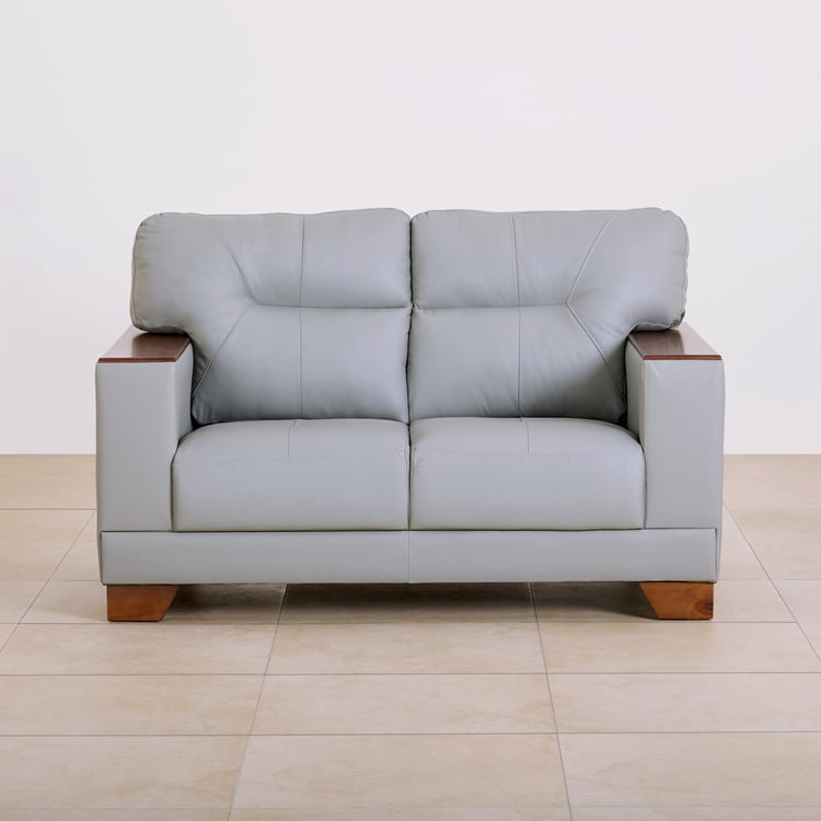 Walter Half Leather 2-Seater Sofa - Grey