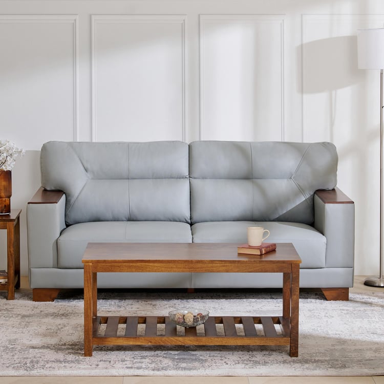 Walter Half Leather 3-Seater Sofa - Grey