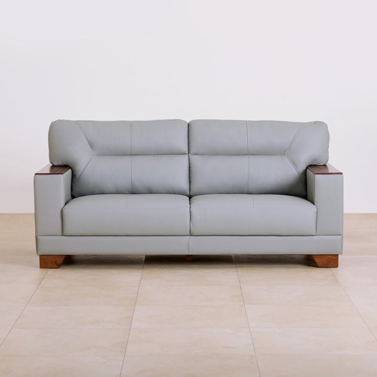 Walter Half Leather 3-Seater Sofa - Grey