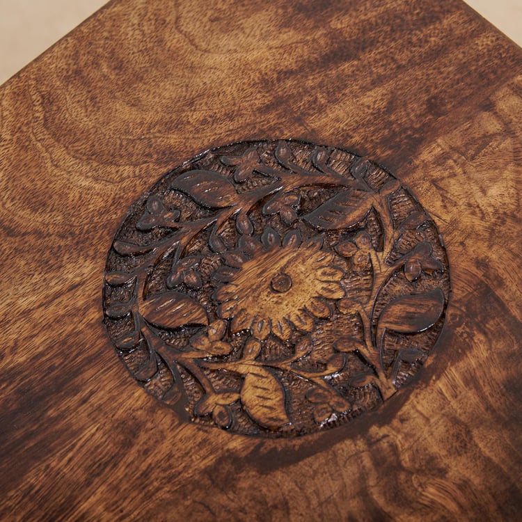 (Refurbished) Glory Mango Wood Stool - Brown