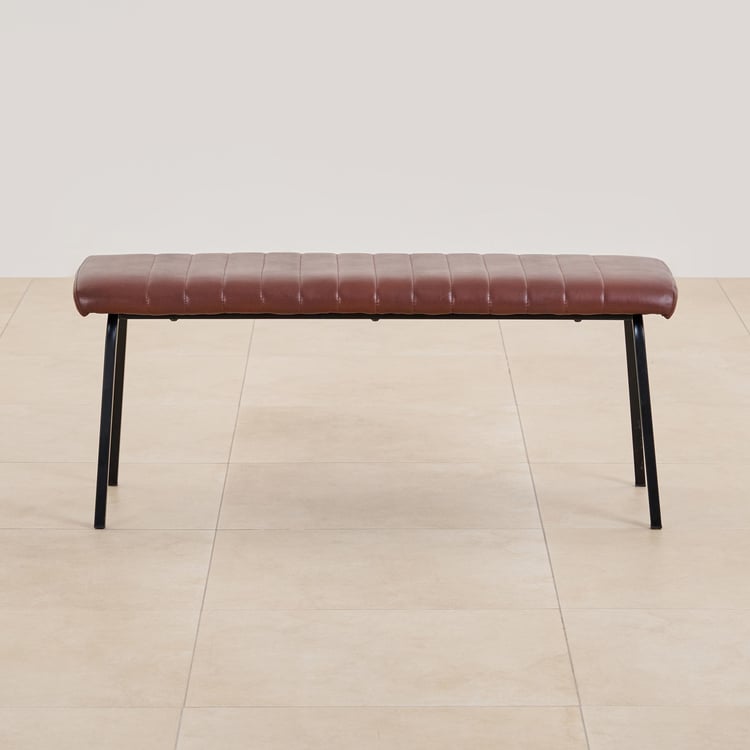 (Refurbished) Ajax Faux Leather Dining Bench - Brown