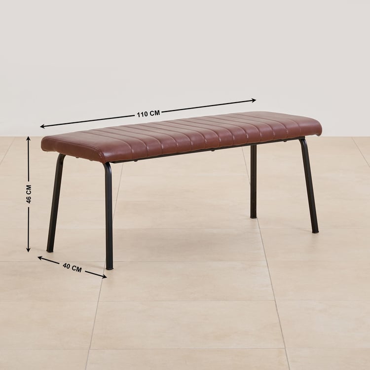 (Refurbished) Ajax Faux Leather Dining Bench - Brown