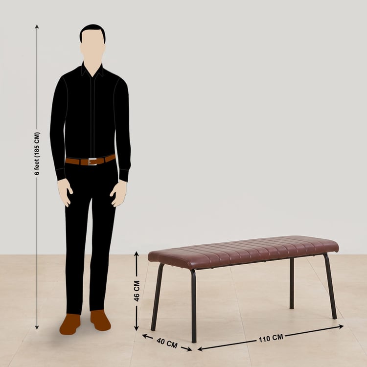 (Refurbished) Ajax Faux Leather Dining Bench - Brown