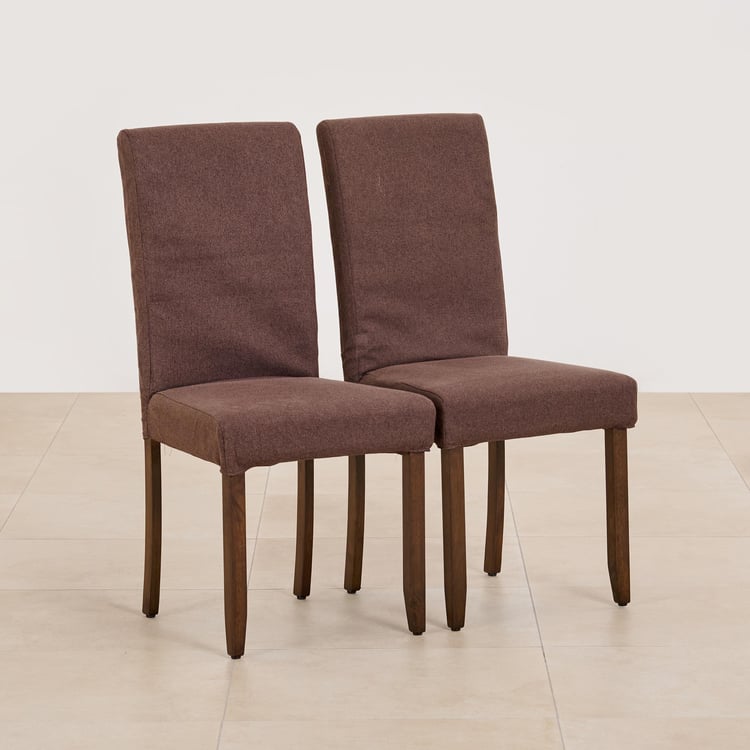 (Refurbished) Butterfly Set of 2 Fabric Dining Chairs - Brown