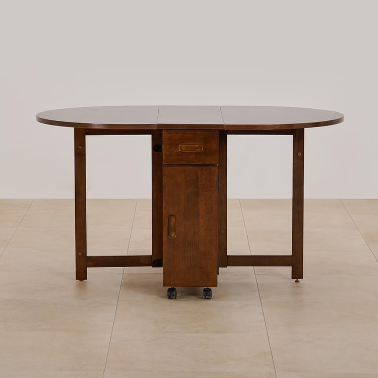 (Refurbished) Butterfly Solid Wood 4-Seater Foldable Dining Table with Storage - Brown