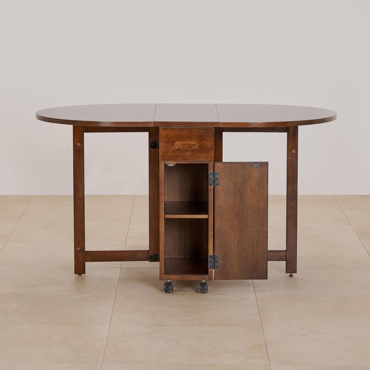 (Refurbished) Butterfly Solid Wood 4-Seater Foldable Dining Table with Storage - Brown