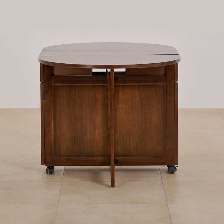 (Refurbished) Butterfly Solid Wood 4-Seater Foldable Dining Table with Storage - Brown