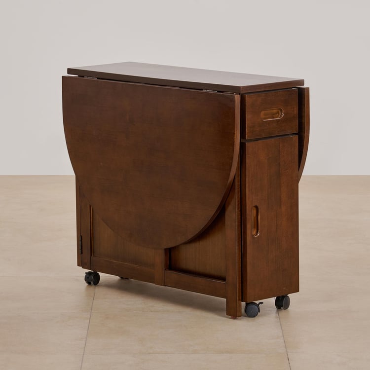 (Refurbished) Butterfly Solid Wood 4-Seater Foldable Dining Table with Storage - Brown