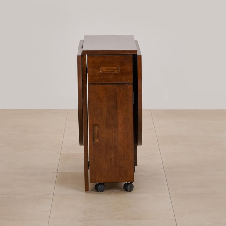 (Refurbished) Butterfly Solid Wood 4-Seater Foldable Dining Table with Storage - Brown