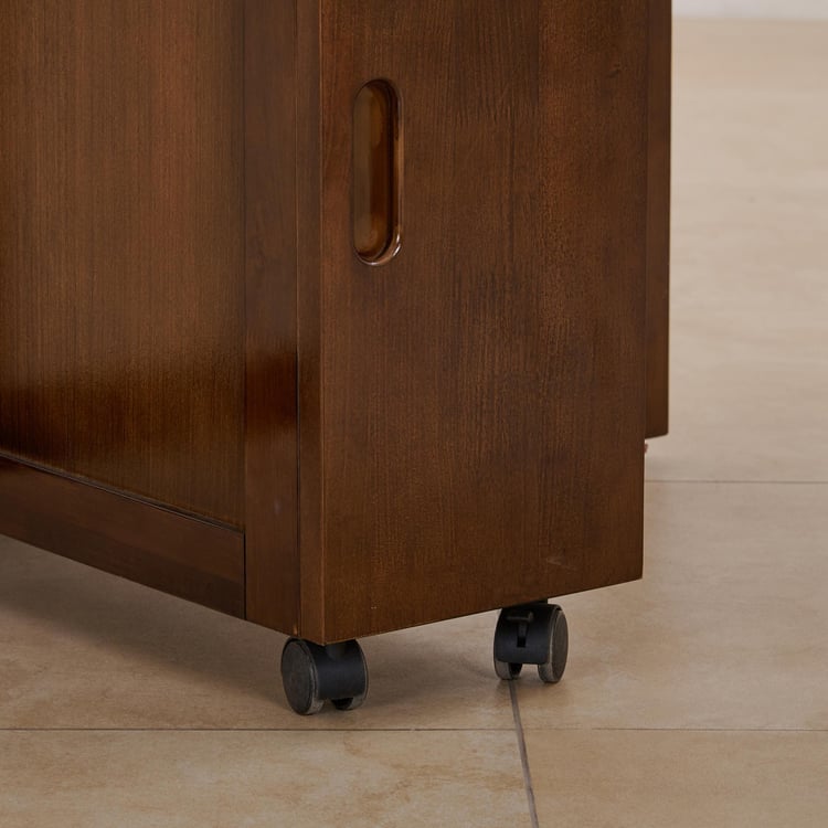 (Refurbished) Butterfly Solid Wood 4-Seater Foldable Dining Table with Storage - Brown