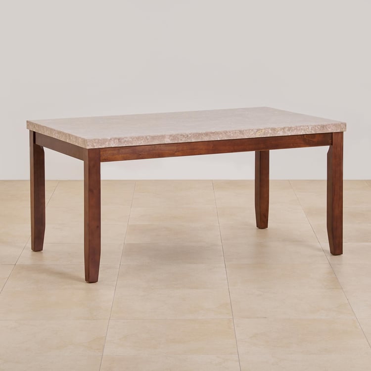(Refurbished) Oxville Marble Top 6-Seater Dining Table - Brown