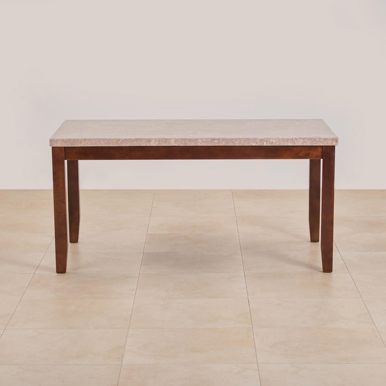 (Refurbished) Oxville Marble Top 6-Seater Dining Table - Brown