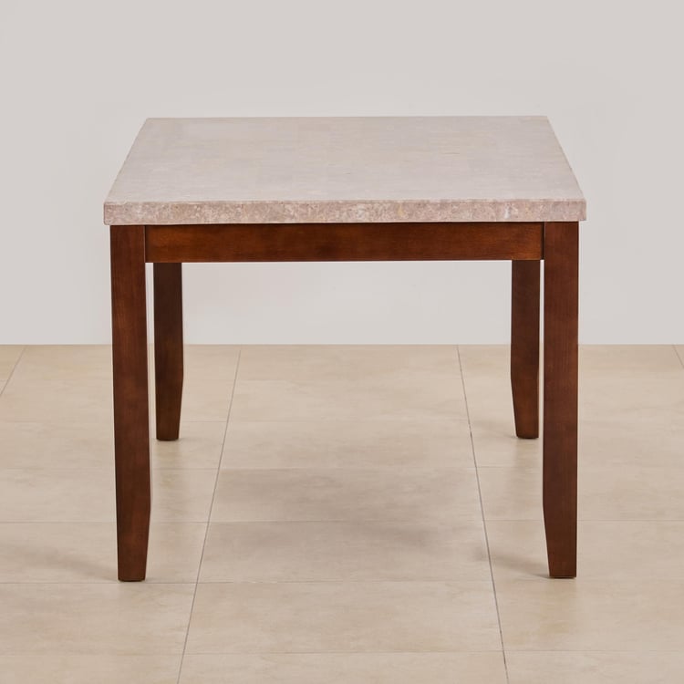 (Refurbished) Oxville Marble Top 6-Seater Dining Table - Brown