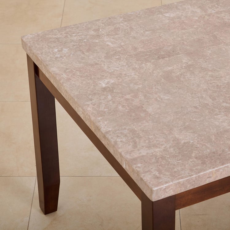 (Refurbished) Oxville Marble Top 6-Seater Dining Table - Brown