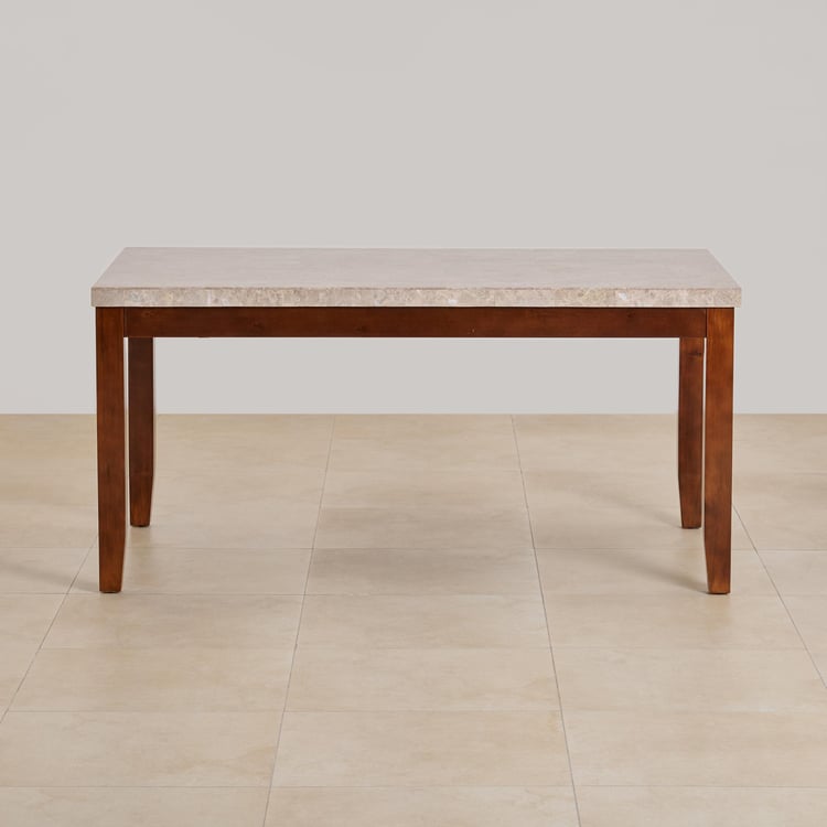 (Refurbished) Oxville Marble Top 6-Seater Dining Table - Brown