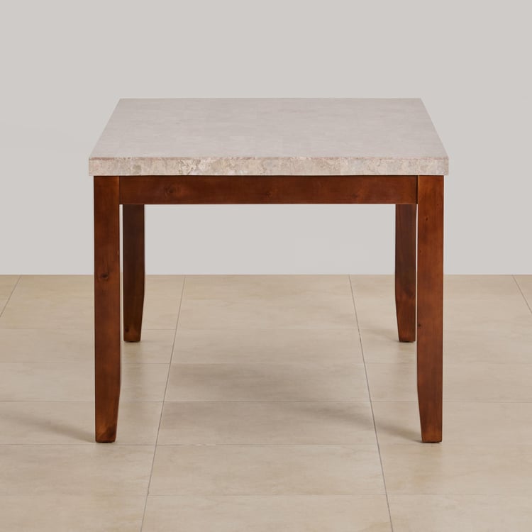 (Refurbished) Oxville Marble Top 6-Seater Dining Table - Brown