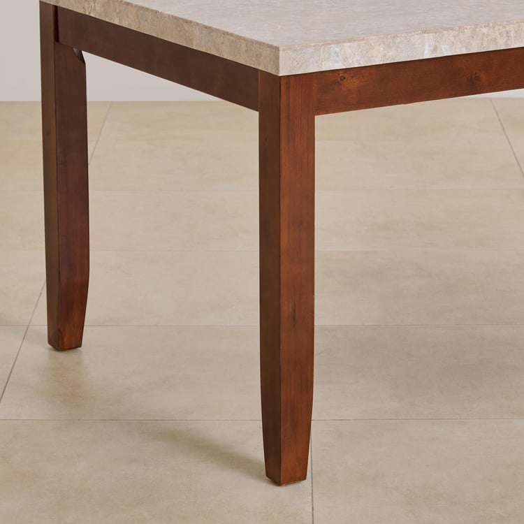 (Refurbished) Oxville Marble Top 6-Seater Dining Table - Brown