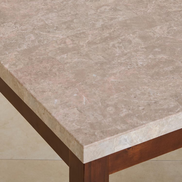 (Refurbished) Oxville Marble Top 6-Seater Dining Table - Brown