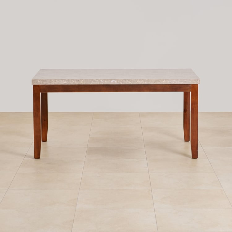 (Refurbished) Oxville Marble Top 6-Seater Dining Table - Brown