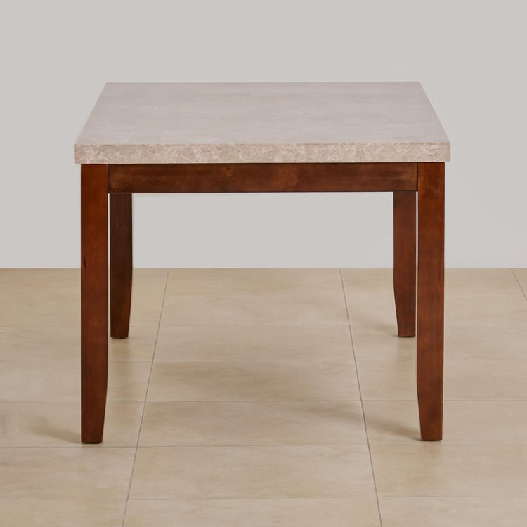 (Refurbished) Oxville Marble Top 6-Seater Dining Table - Brown