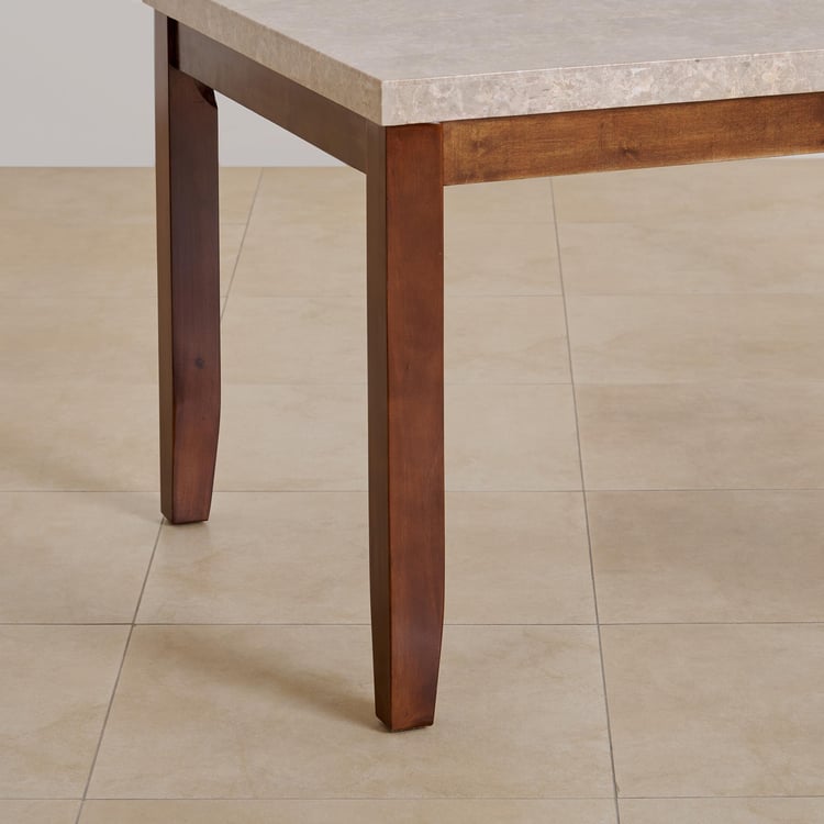 (Refurbished) Oxville Marble Top 6-Seater Dining Table - Brown