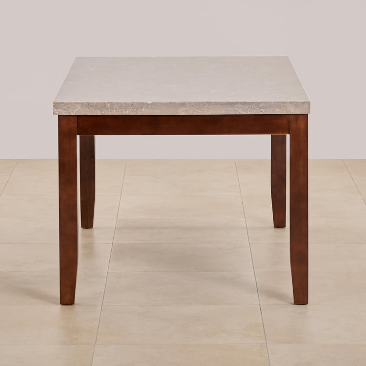 (Refurbished) Oxville Marble 6-Seater Dining Table - Brown