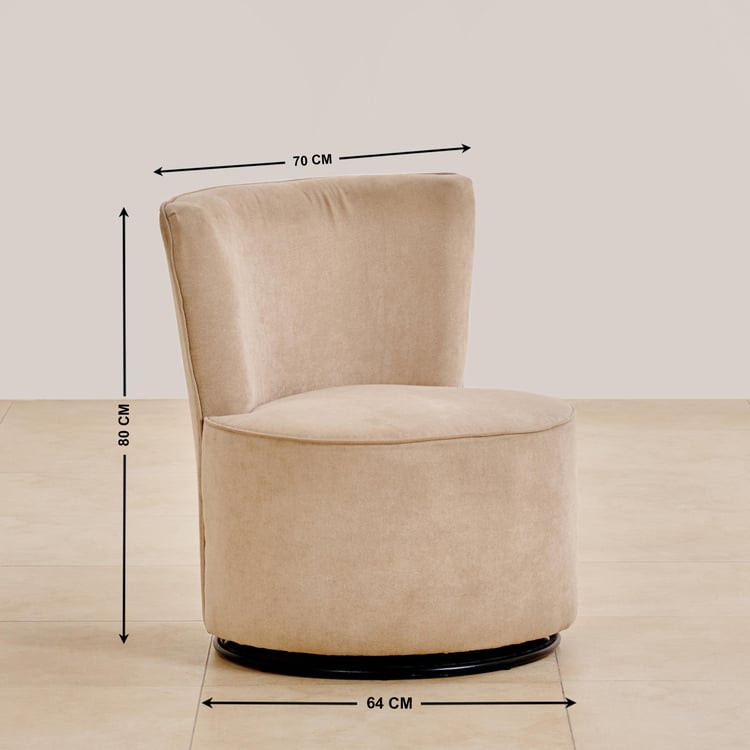 (Refurbished) Noa Fabric Rotating Accent Chair - Beige