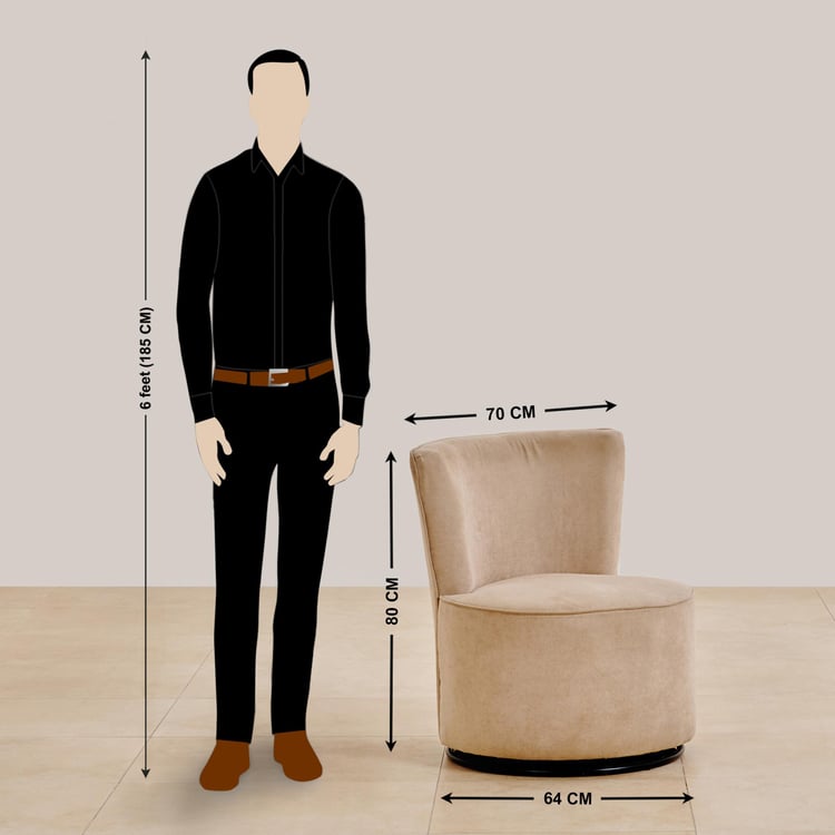 (Refurbished) Noa Fabric Rotating Accent Chair - Beige