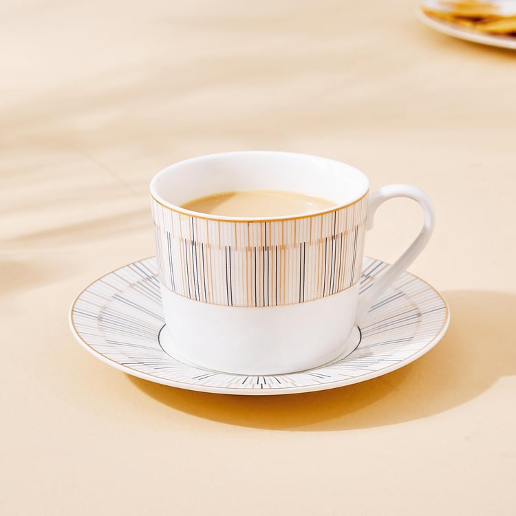 Festivora Porcelain Striped Cup and Saucer - 210ml