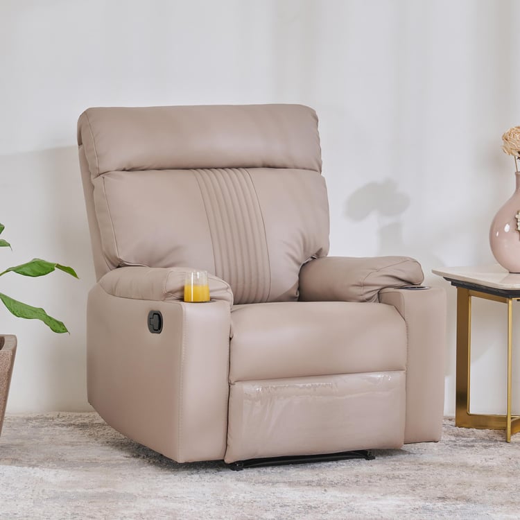 Cape Town Faux Leather 1-Seater Recliner - Beige