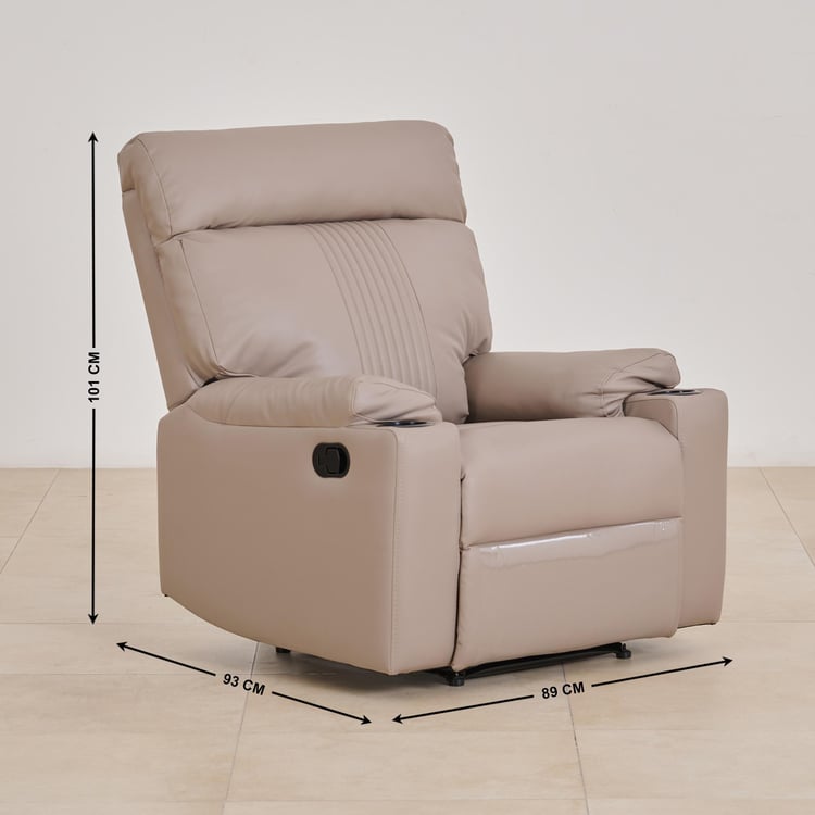 Cape Town Faux Leather 1-Seater Recliner - Beige