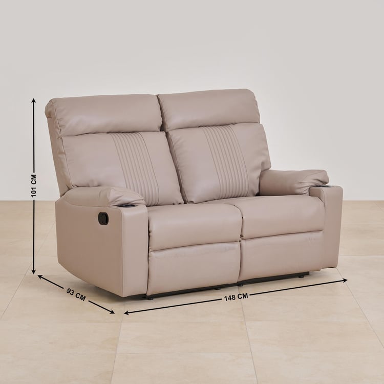 Cape Town Faux Leather 2-Seater Recliner - Beige