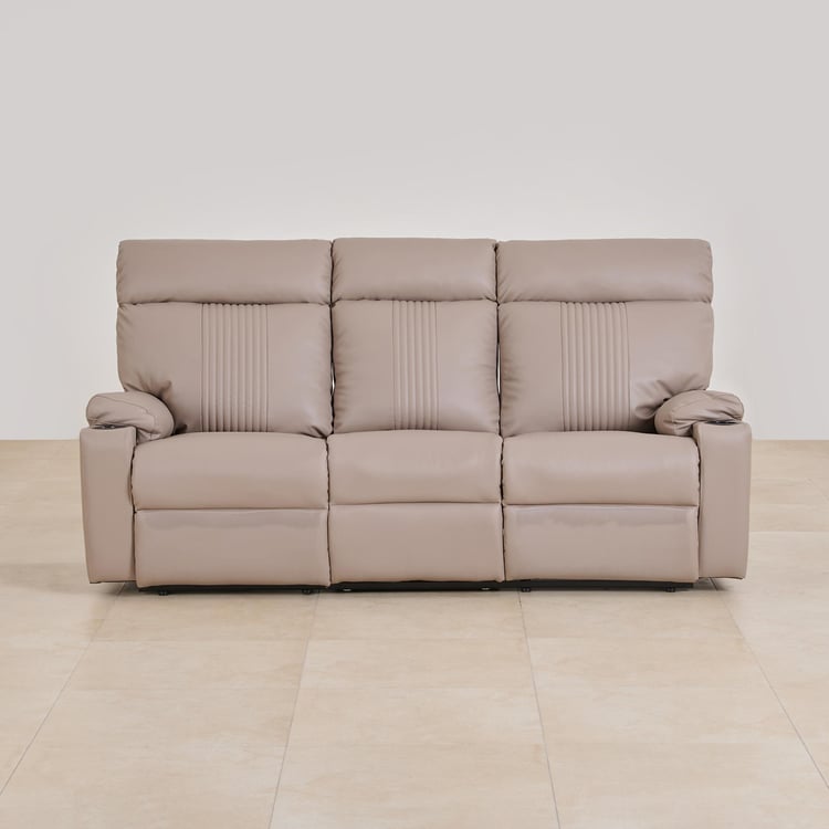 Cape Town Faux Leather 3-Seater Recliner - Beige