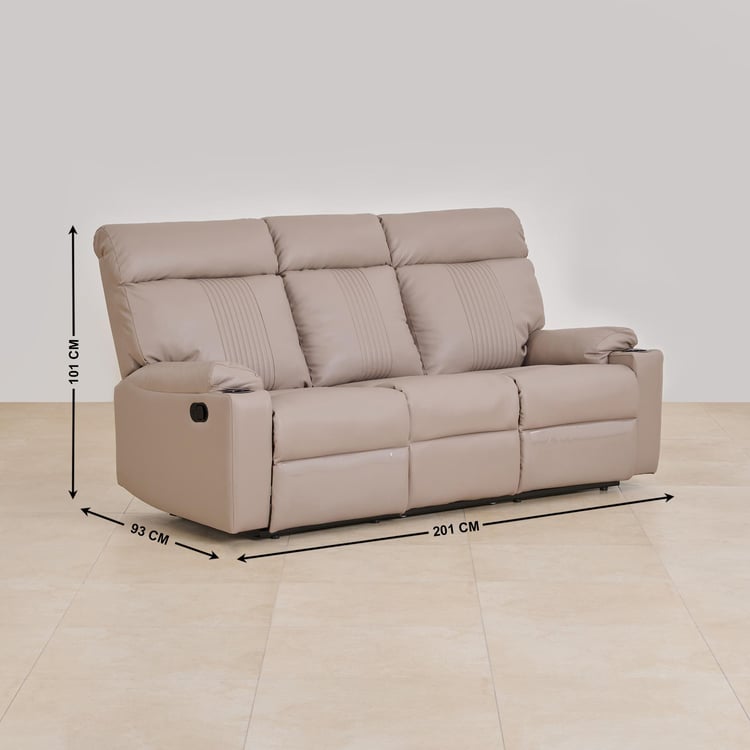 Cape Town Faux Leather 3-Seater Recliner - Beige