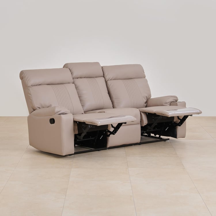 Cape Town Faux Leather 3-Seater Recliner - Beige