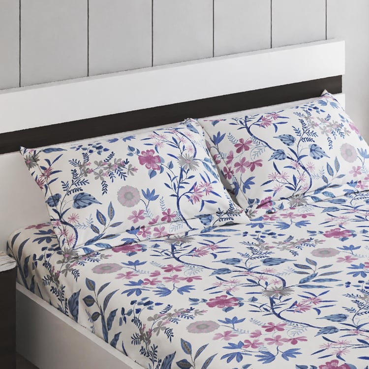 Ellipse Mihira Cotton 150TC Printed 3Pcs Queen Fitted Bedsheet Set