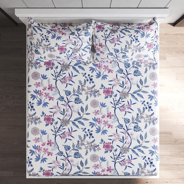 Ellipse Mihira Cotton 150TC Printed 3Pcs Queen Fitted Bedsheet Set