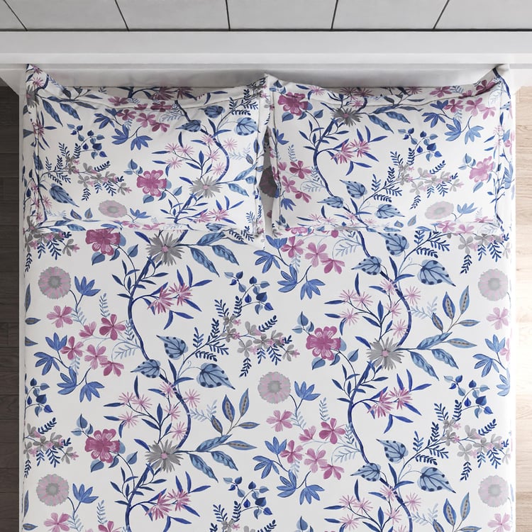 Ellipse Mihira Cotton 150TC Printed 3Pcs Queen Fitted Bedsheet Set