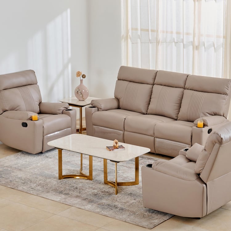 Cape Town Faux Leather 3+1+1 Seater Recliner Set - Beige