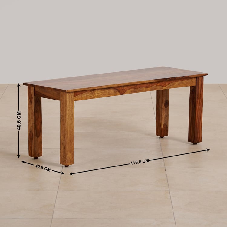 (Refurbished) Adana Sheesham Wood Dining Bench - Brown