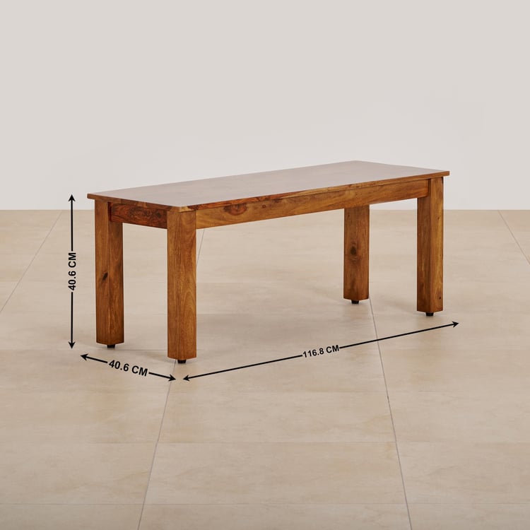 (Refurbished) Adana Sheesham Wood Dining Bench - Brown