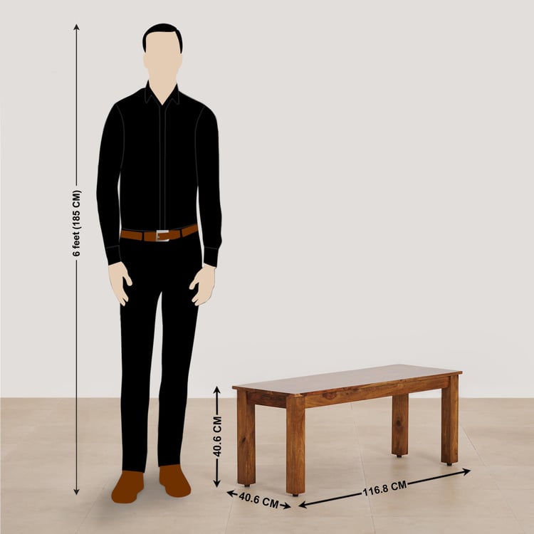 (Refurbished) Adana Sheesham Wood Dining Bench - Brown