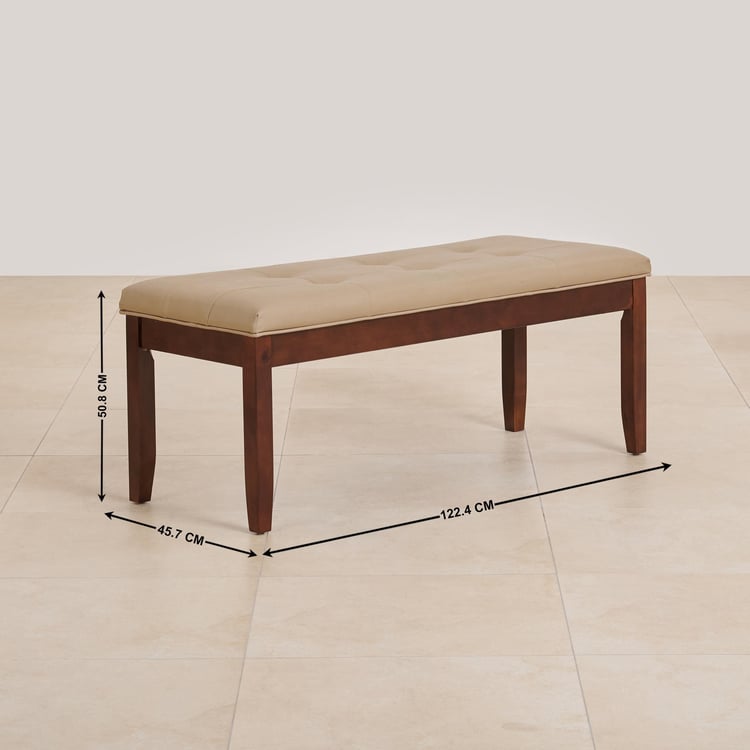 (Refurbished) Oxville Faux Leather Dining Bench - Brown