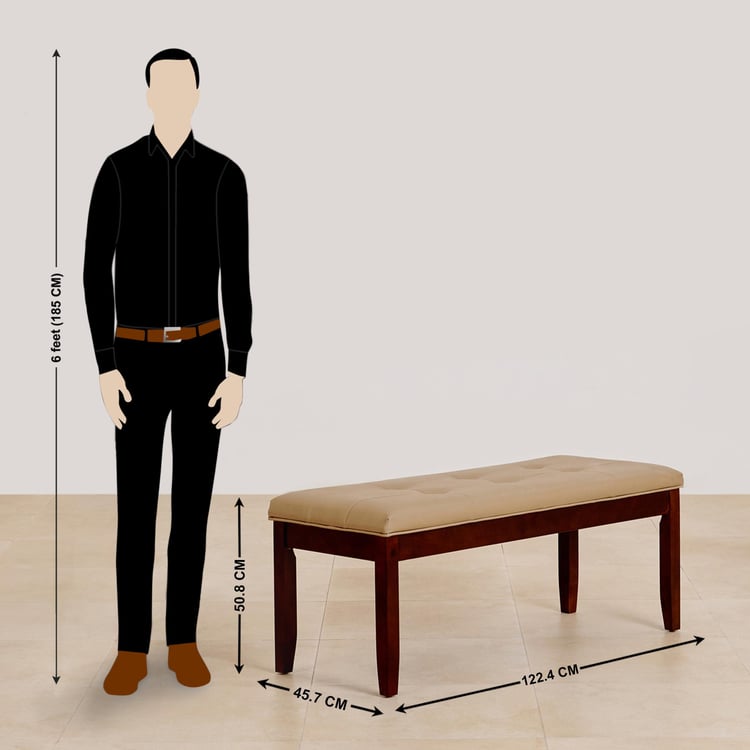 (Refurbished) Oxville Faux Leather Dining Bench - Brown