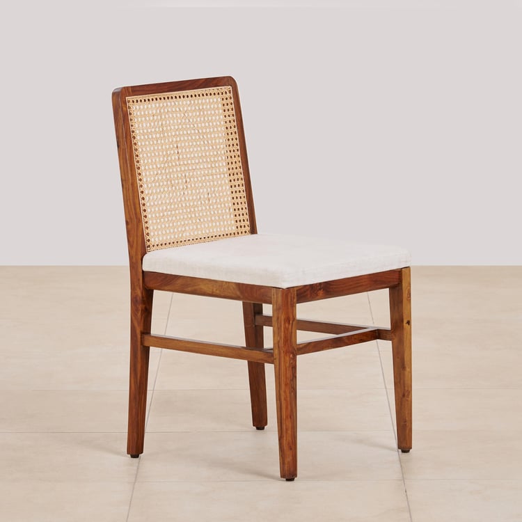 (Refurbished) Cane Connection Set of 2 Sheesham Wood Dining Chairs - Brown