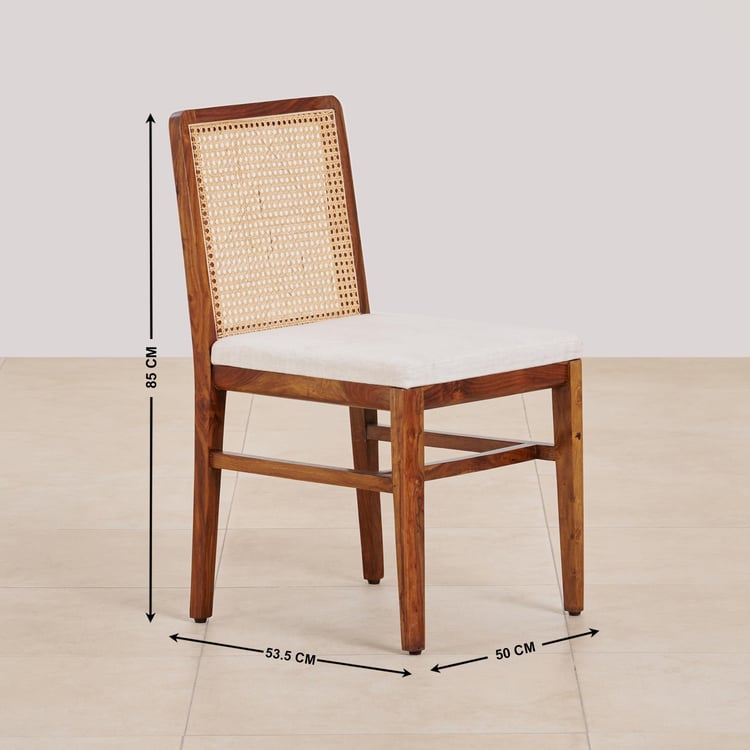 (Refurbished) Cane Connection Set of 2 Sheesham Wood Dining Chairs - Brown