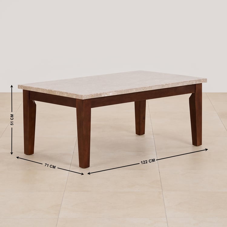 (Refurbished) Geneva Oxville Marble Top Coffee Table - Brown