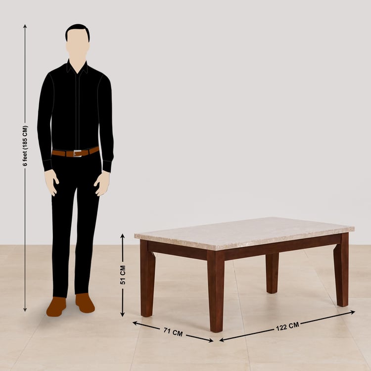 (Refurbished) Geneva Oxville Marble Top Coffee Table - Brown